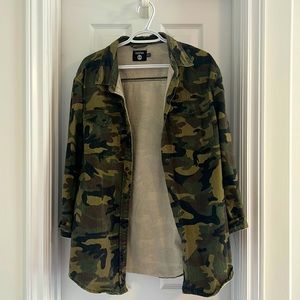 Camo denim shirt jacket